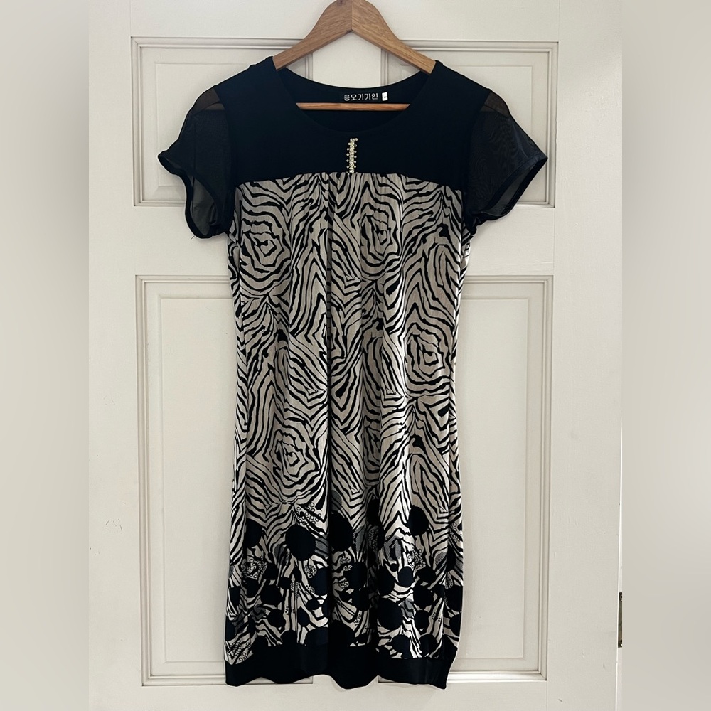 Elegant Black and White Zebra Mini Dress